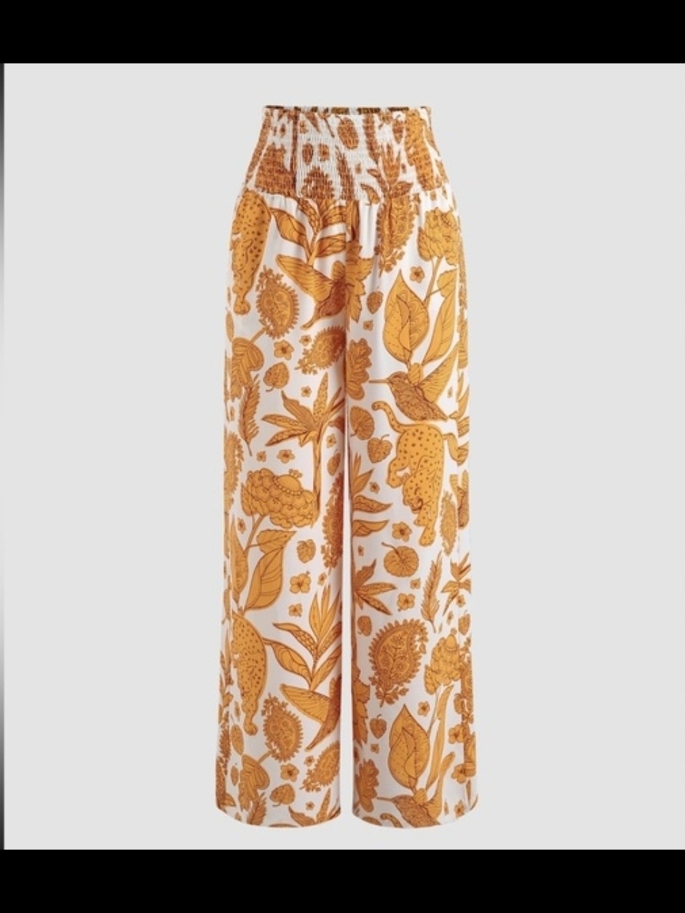 Cider High Rise Palazzo Mustard Jungle Print Wide Leg Pants BNWT Size 2XL!